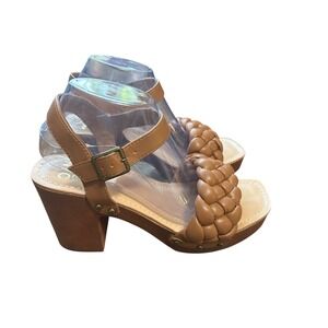 Madden NYC Women Braided Platform Sandals Ankle Strap Open Toe Block Heel size 9
